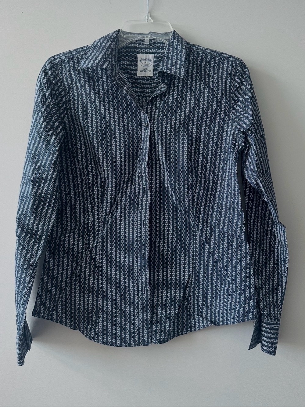 Men's Navy Patterned Button-Up Shirt
